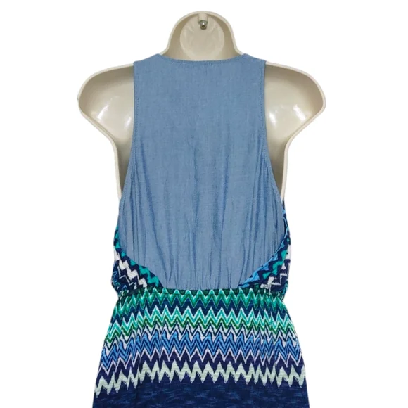 The Addison Story Blue Green Chevron Sleeveless Maxi Dress Women's Size Small S - Picture 8 of 13